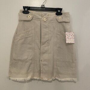 Free People Cream Denim Skirt.